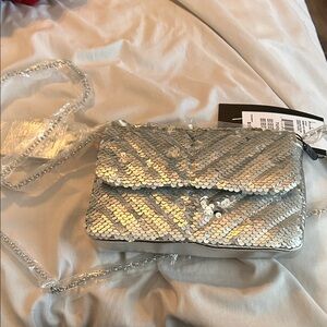 NWT‎ nicole miller Silver Sequin Women's Bag